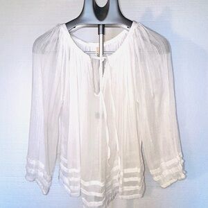 RAGA Boho Sheer White Blouse Oversized XS or S Viscose
